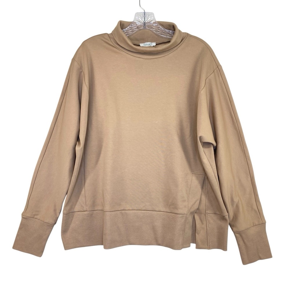 Haven Well Within Top Knit Mockneck Size M Tan Cotton Casual Sport Outdoor